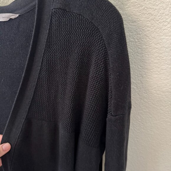 Athleta Black Split Hem Longline Black Cardigan Size Medium - Picture 4 of 11